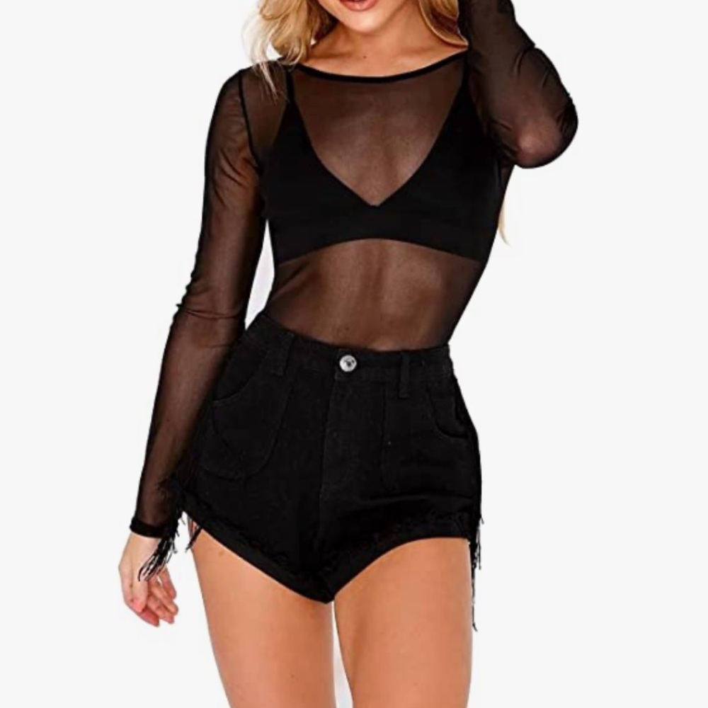 Sheer bodysuit top